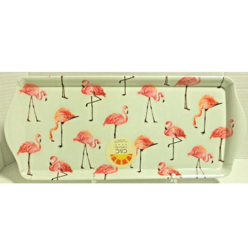 C & C Flamingo Coastal Melamine Serving Tray Platter New